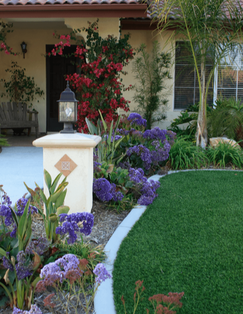 Landscaped Entryway with Designed Garden in Long Beach 